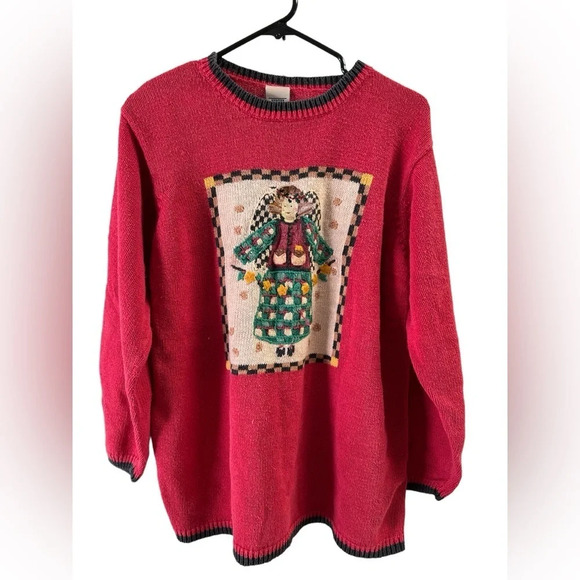 Vintage red angel knit sweater - Picture 1 of 4